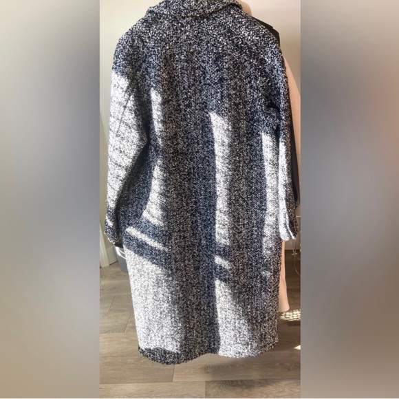 6 🔖 Tory Burch Oversized Tweed Coat Black Grey White - Picture 9 of 16